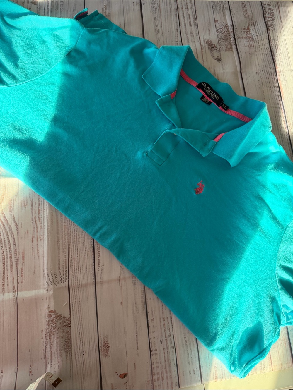 U.S. Polo Assn. Teal Polo with Pink Trim